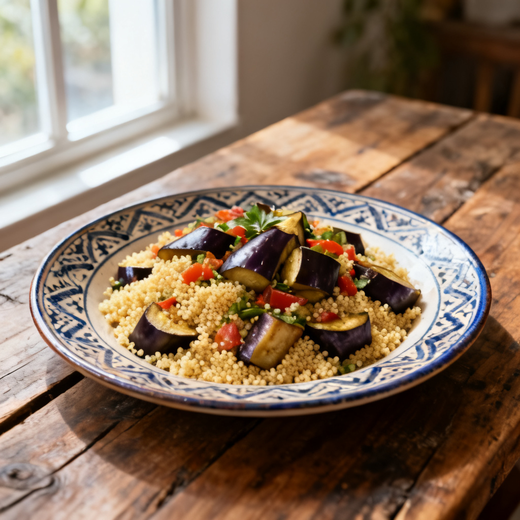 Aubergine Couscous Salad