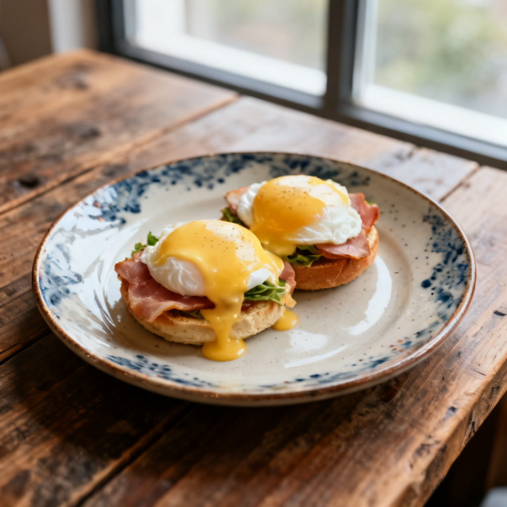 Äggs Benedict med rökt lax och gräslök