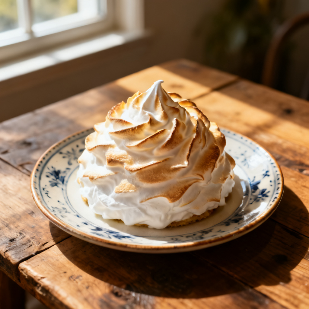 Mini Bourbon Karamelliserad Persika Baked Alaska med Smör Pecan Glass