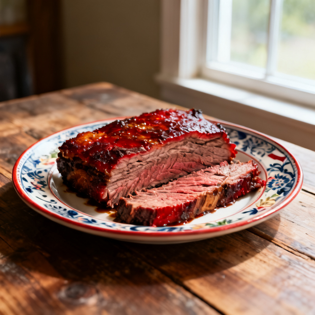 Långkokt nötköttsbrisket på juliga vis