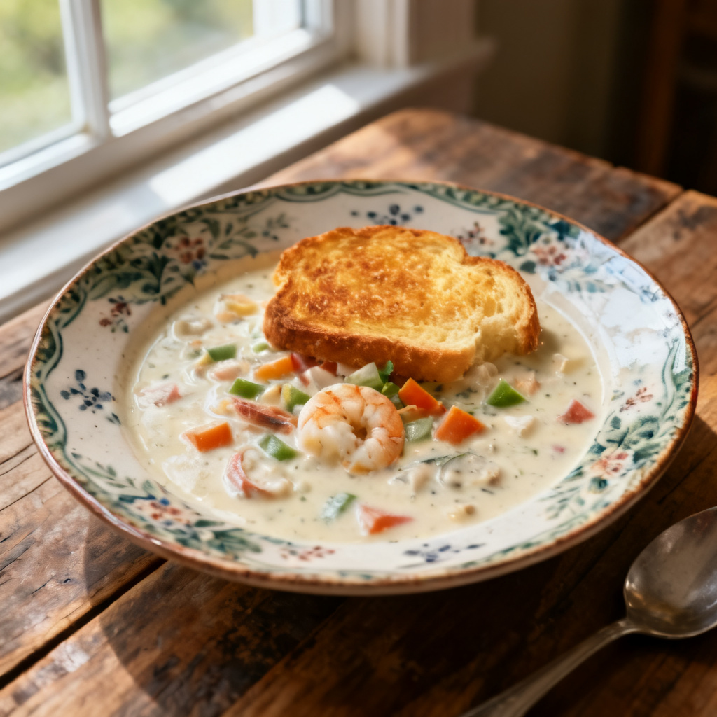 Cheddar Corn Chowder med bacon