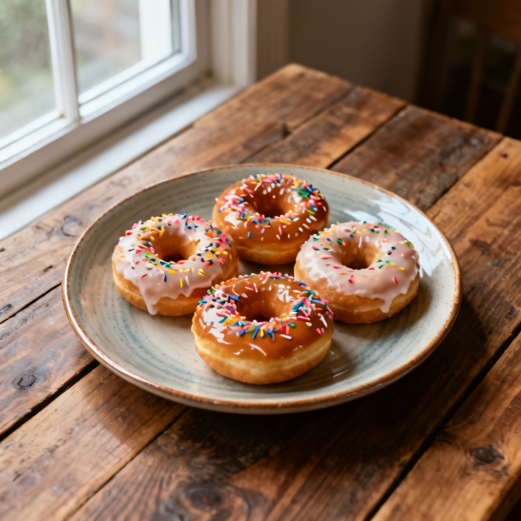 Små tofféäppel-doughnuts