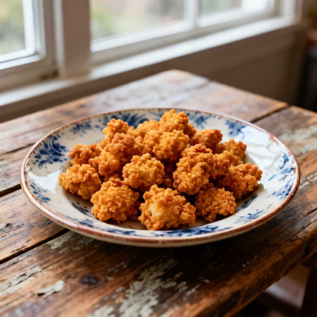 Soy-Garlic Popcorn Chicken och Ris kakor
