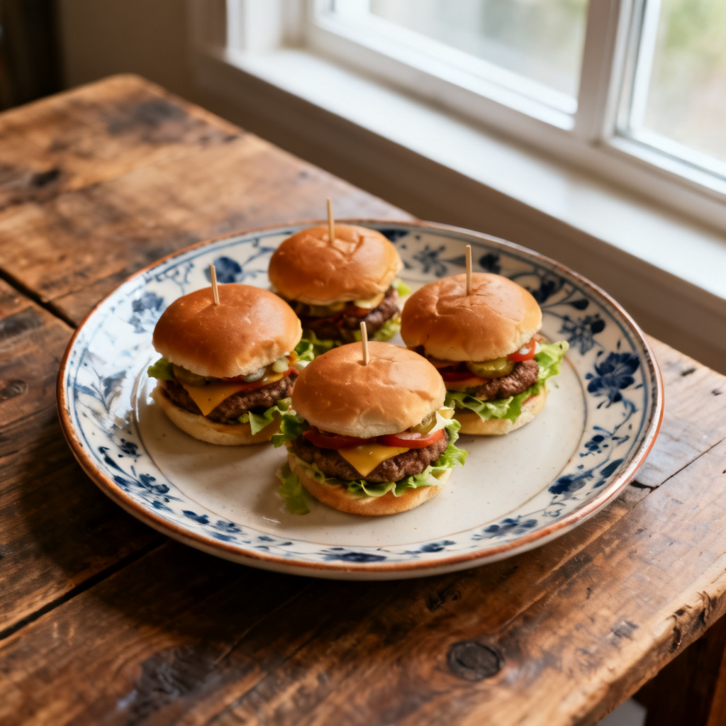 Sliders med picklad rödlök och majs