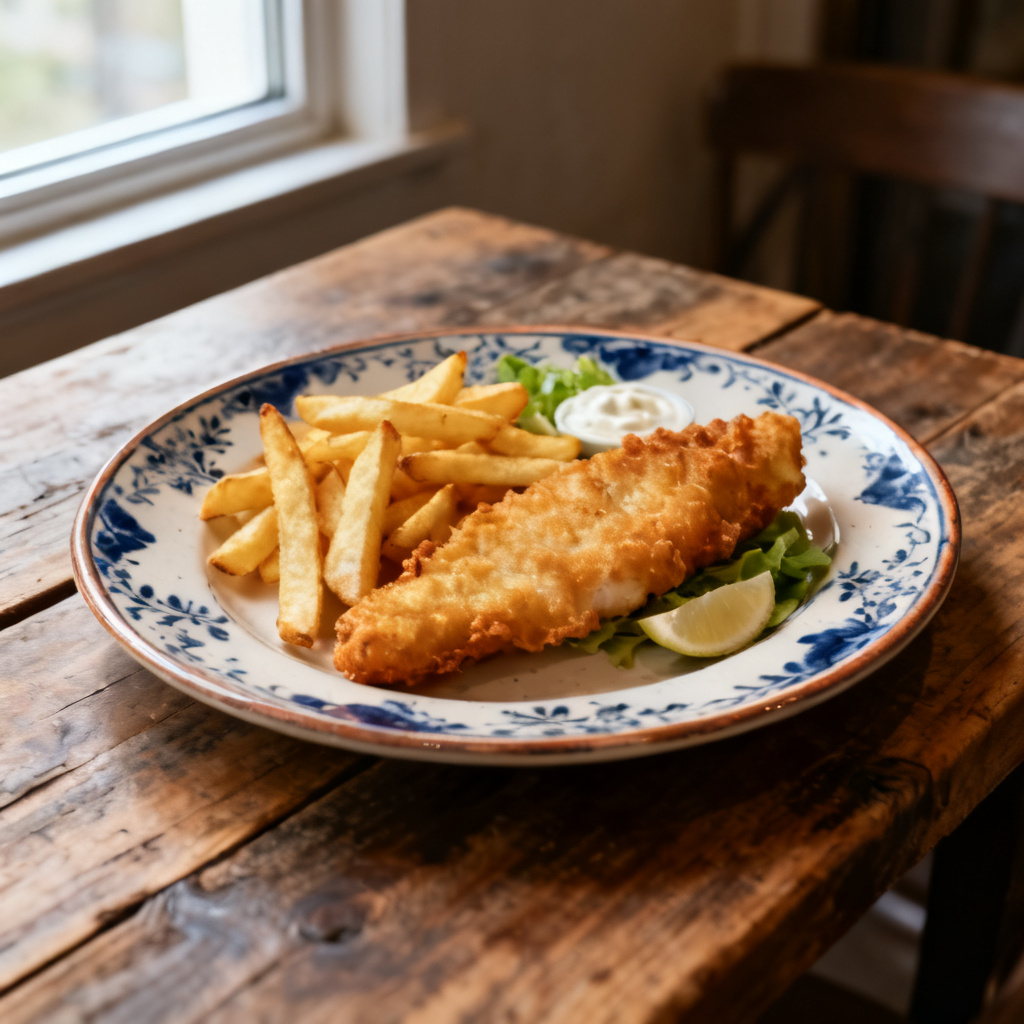Fish ´n chips med crunchy remouladsås