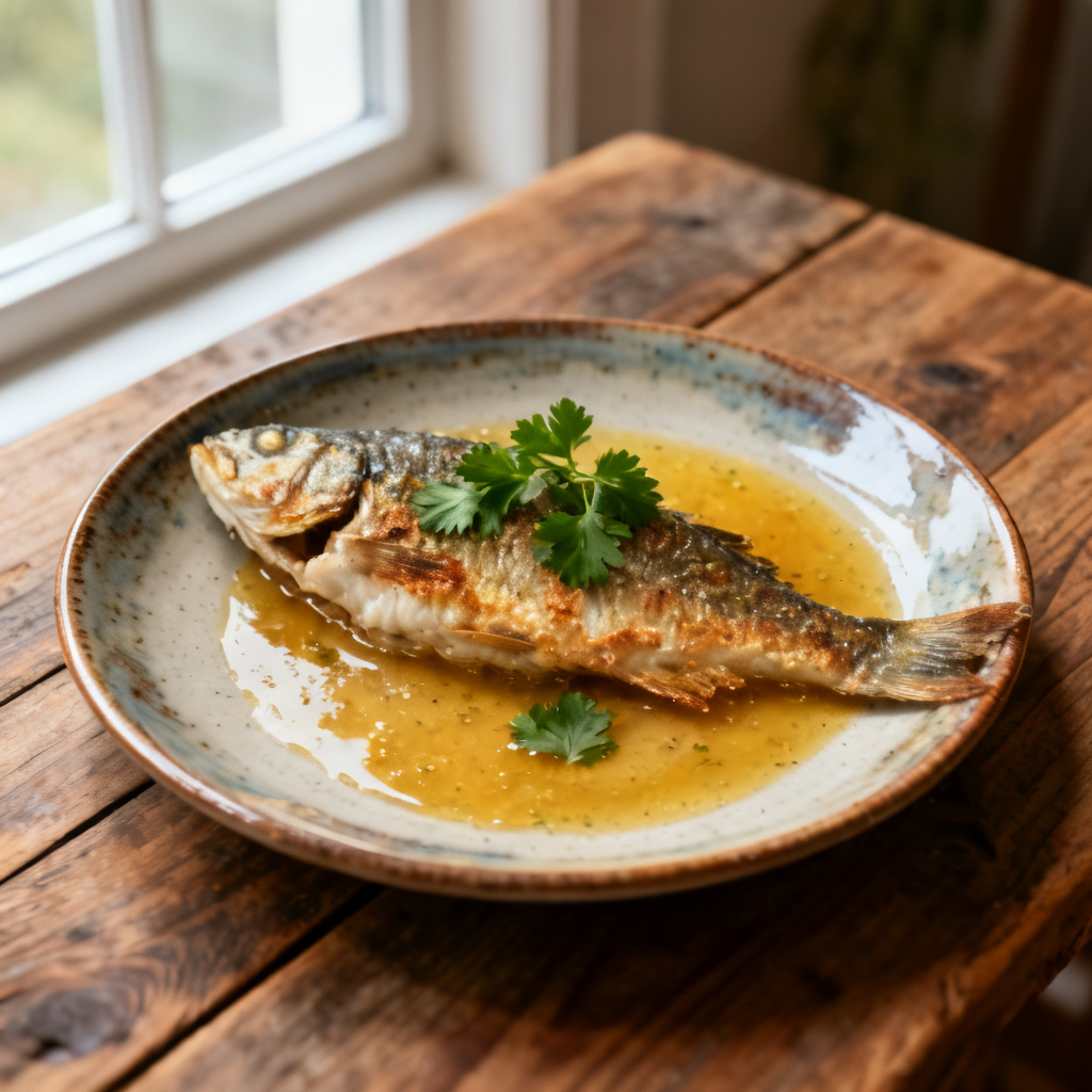 Kolja meunière med aromatisk smörsås, rostat jasminris och pak choi