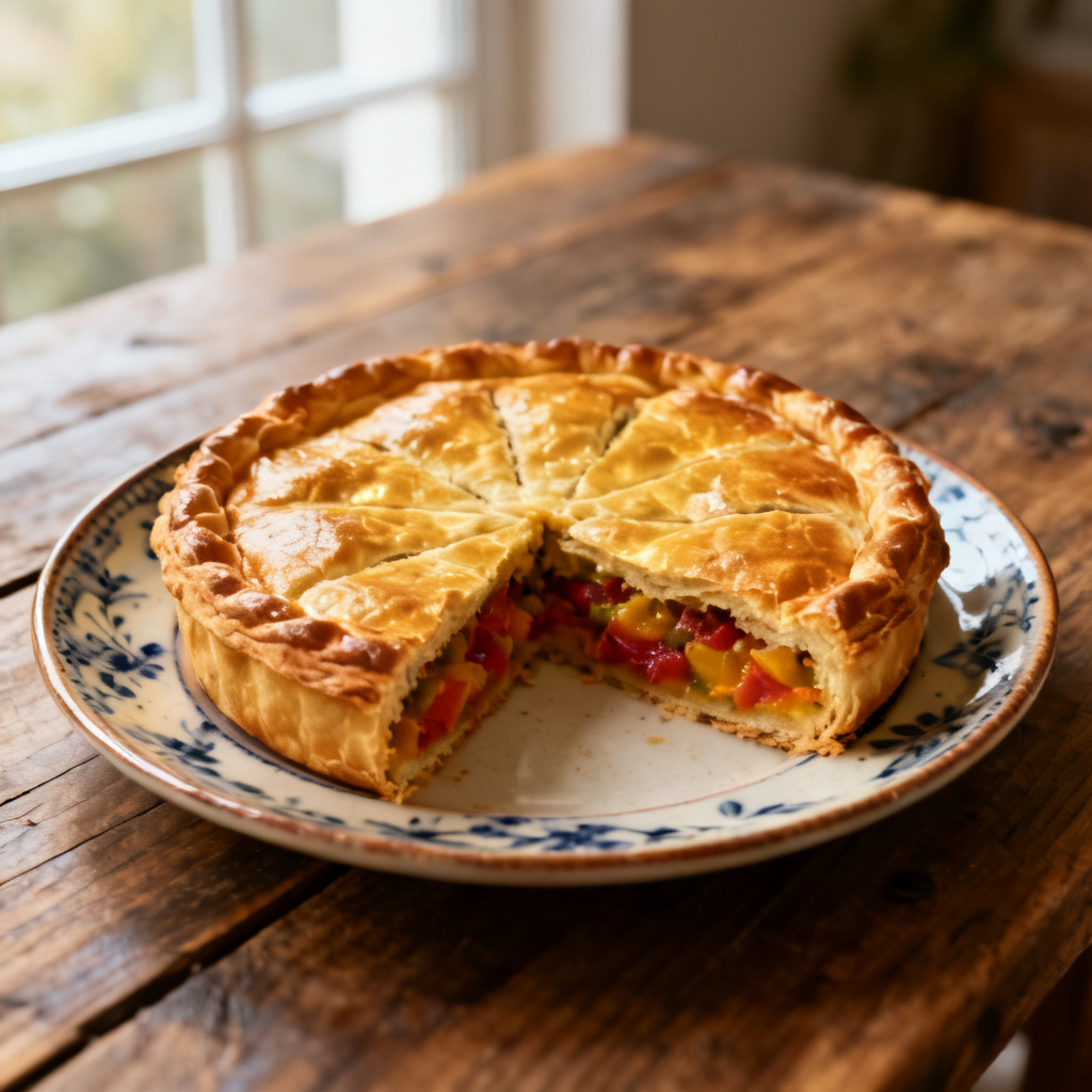 Veganska miso-svamp och spenatpithivier
