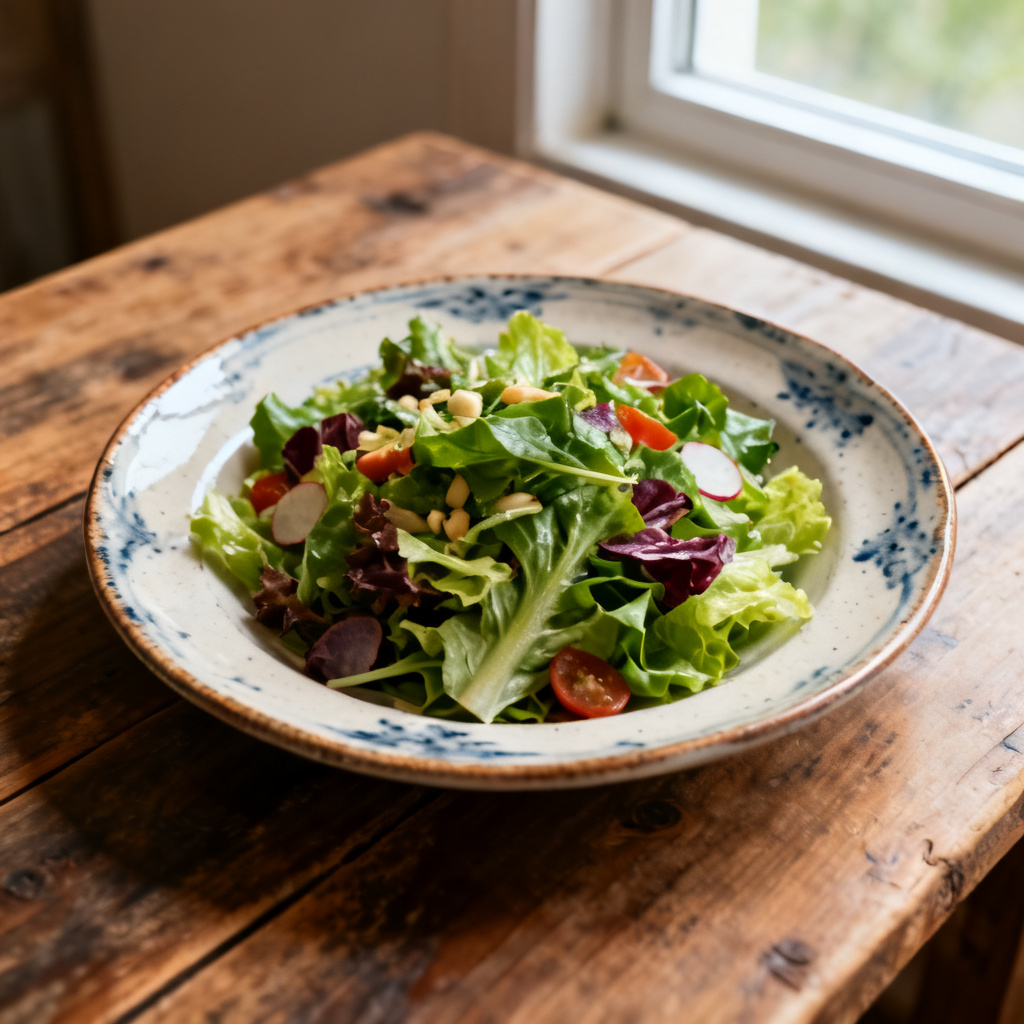 Sallad med rödbetor, hummus och vitost