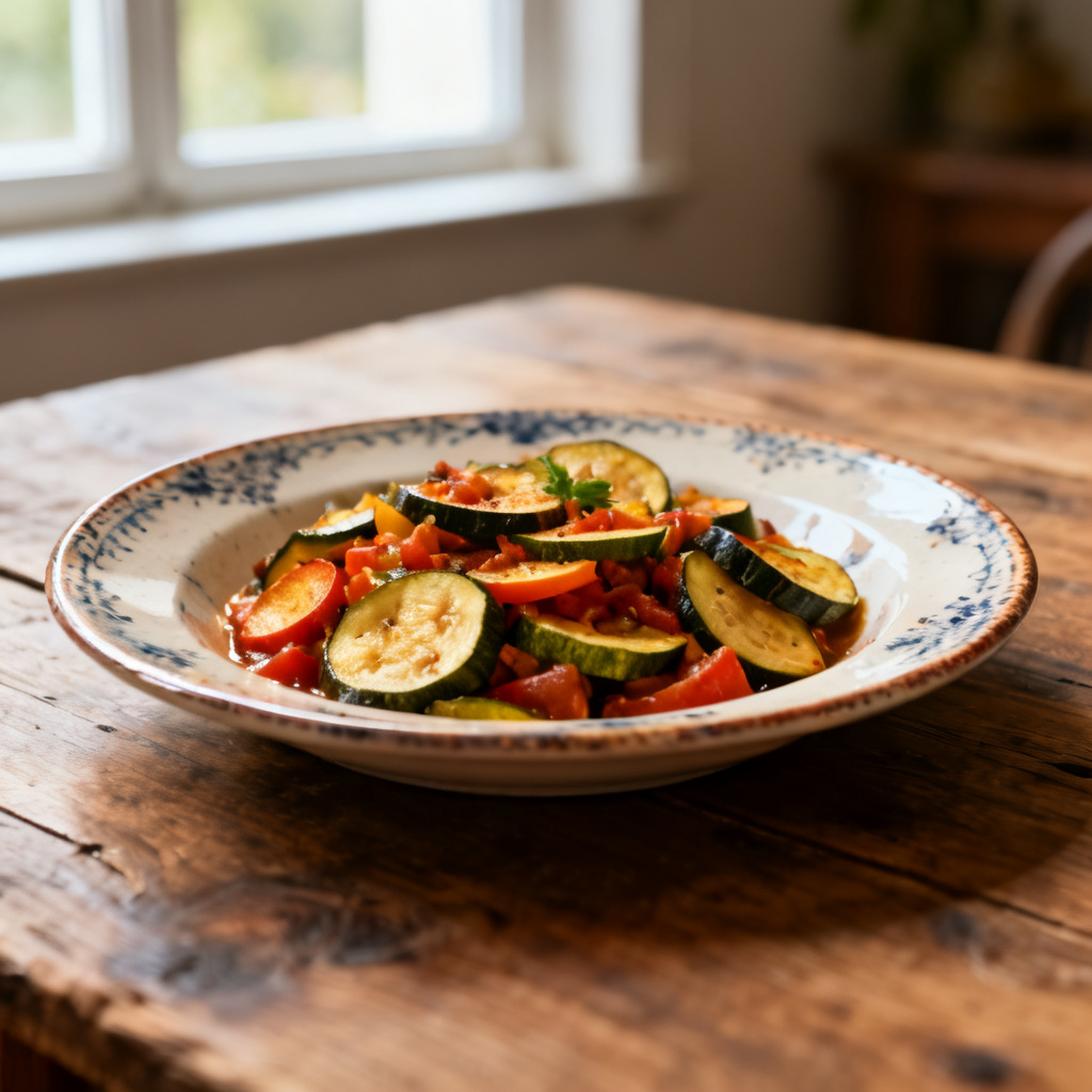 Ratatouille och ricottamakaroni