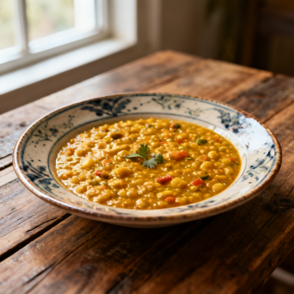 Aubergine dhal med tomat och lökraita