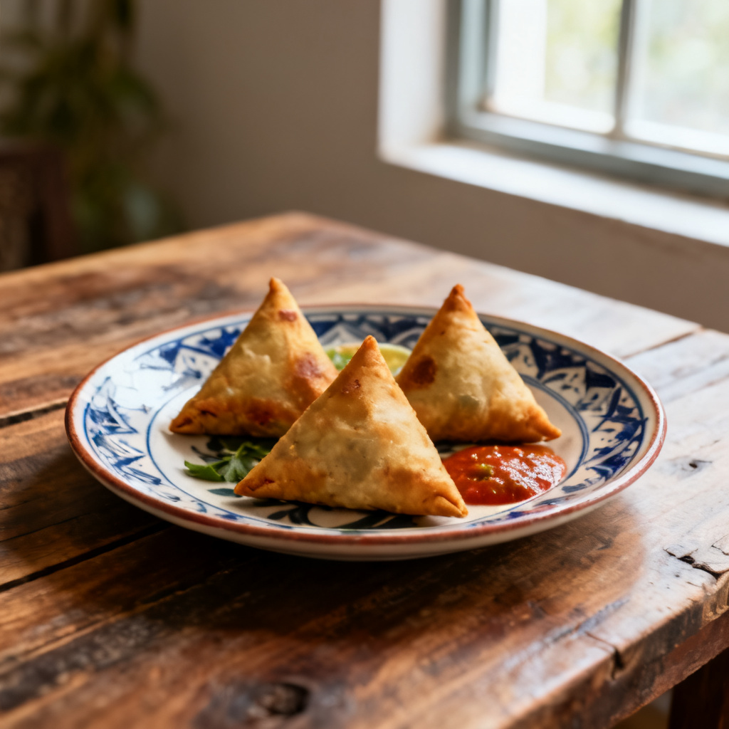 Samosas med svamp, svartkål och lagrad ost