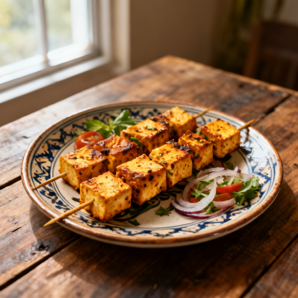 Tandoori paneer-rullar och grön chutney