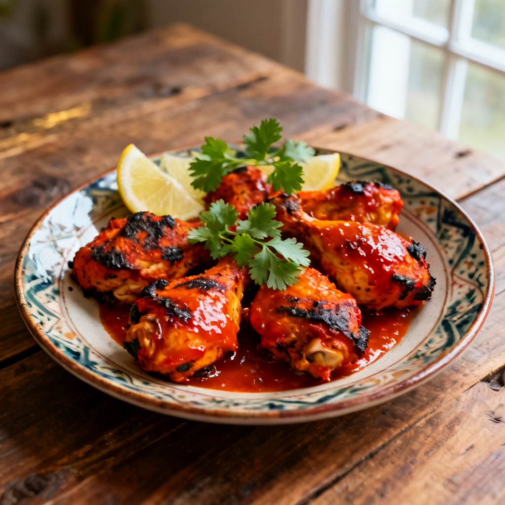Hariyali Murgh (Ugnsgrillade kycklinglår med örter)