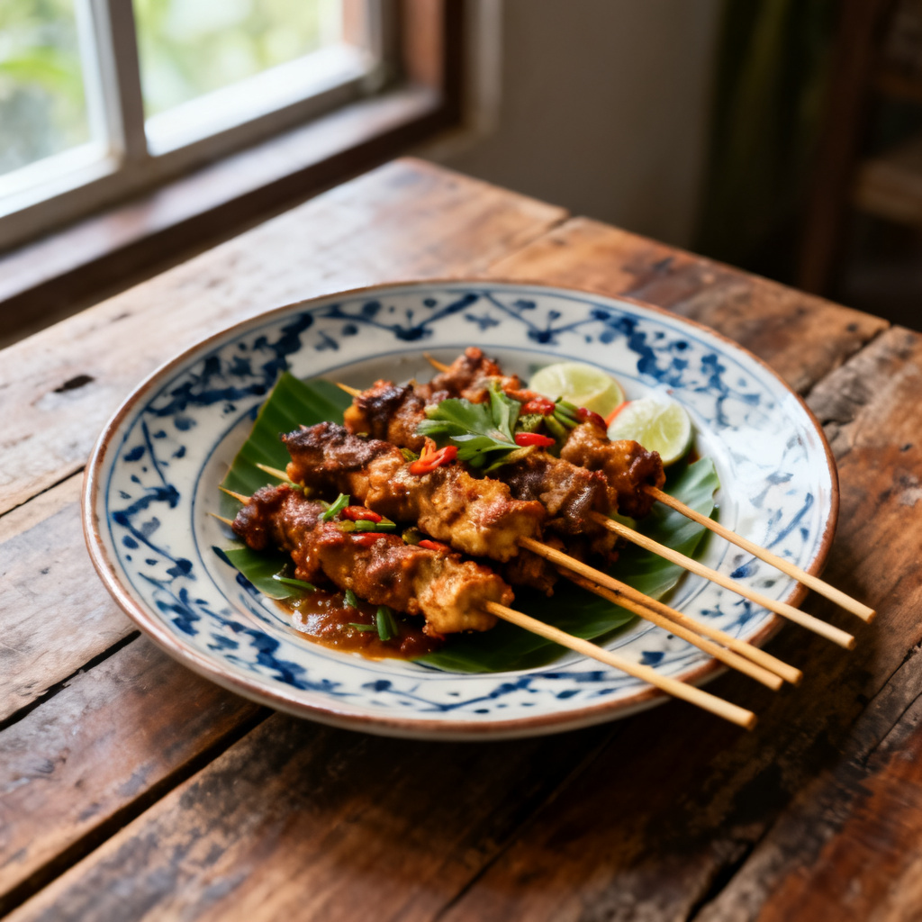 Kyckling satay med jordnötssås