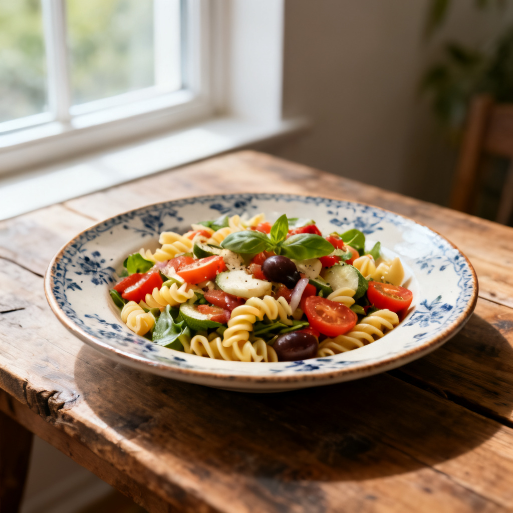 Varm pastasallad med pesto