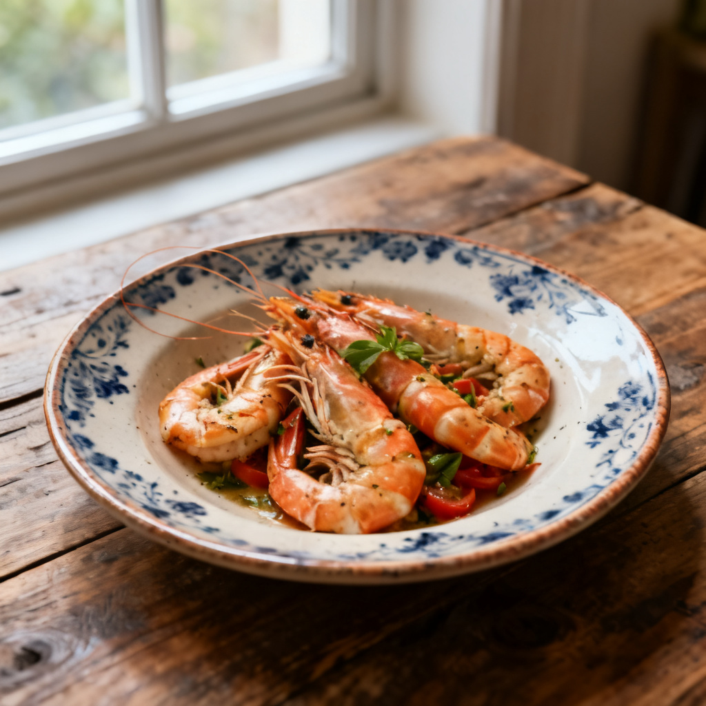 Räkrätter Scampi Udon Med Doenjang Smörsås