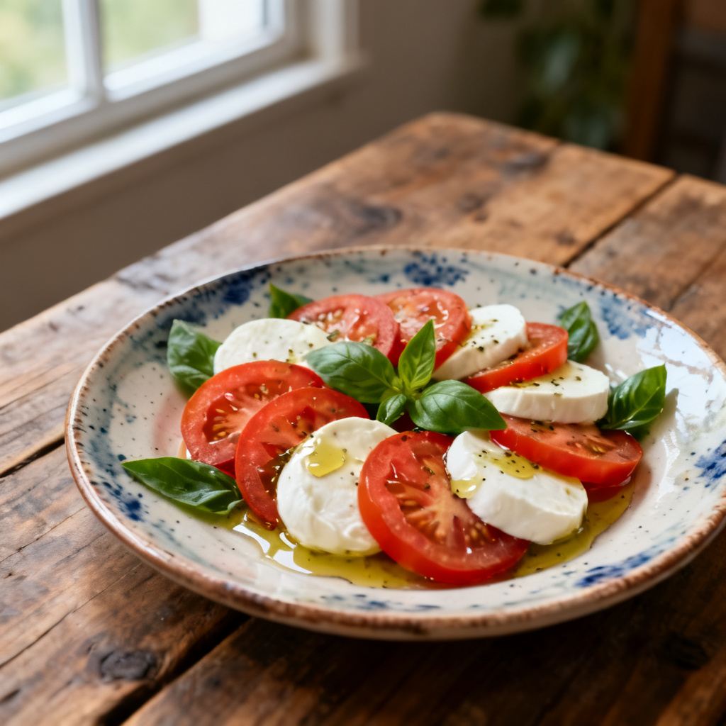 Mozzarella i bowl med avokado- och basilikadressing