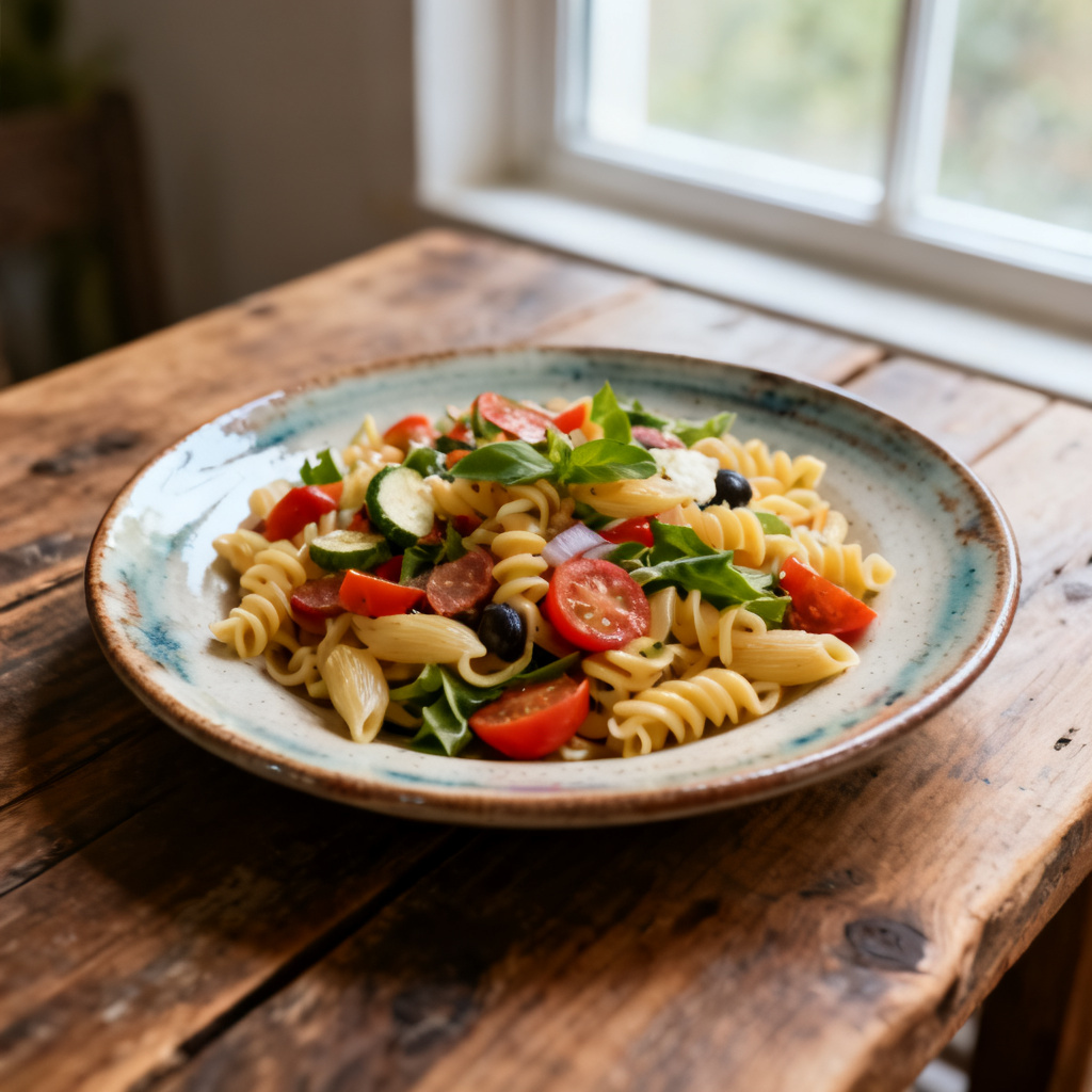 Pastasallad med grillad fläskkarré