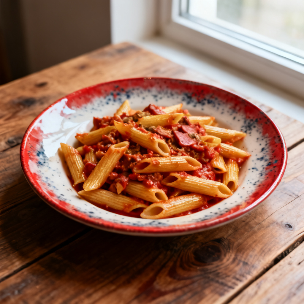 Penne Pasta med Brysselkål i Ragu