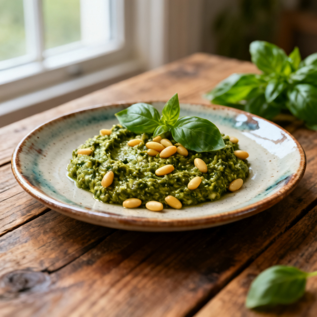 Vitlöksskott och basilikapesto