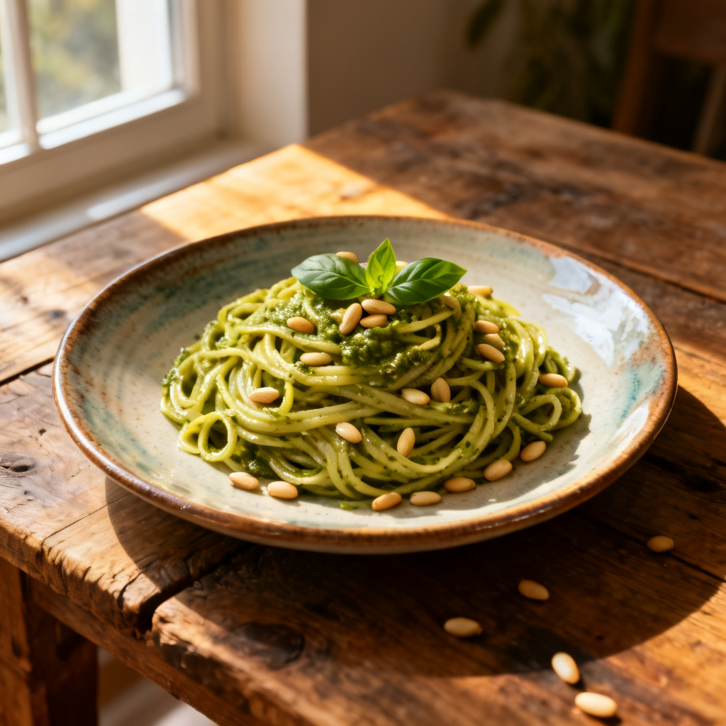 Citron och grön pestopasta