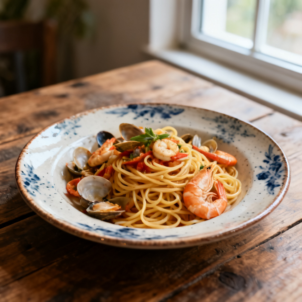 Spaghetti med skaldjursvelouté