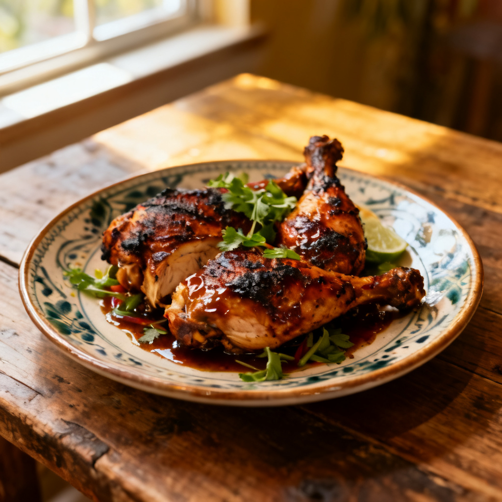 Jerk chicken med ris och ärtor