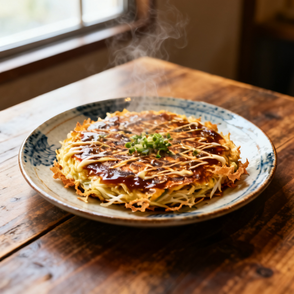 Okonomiyaki - japansk vitkålspannkaka