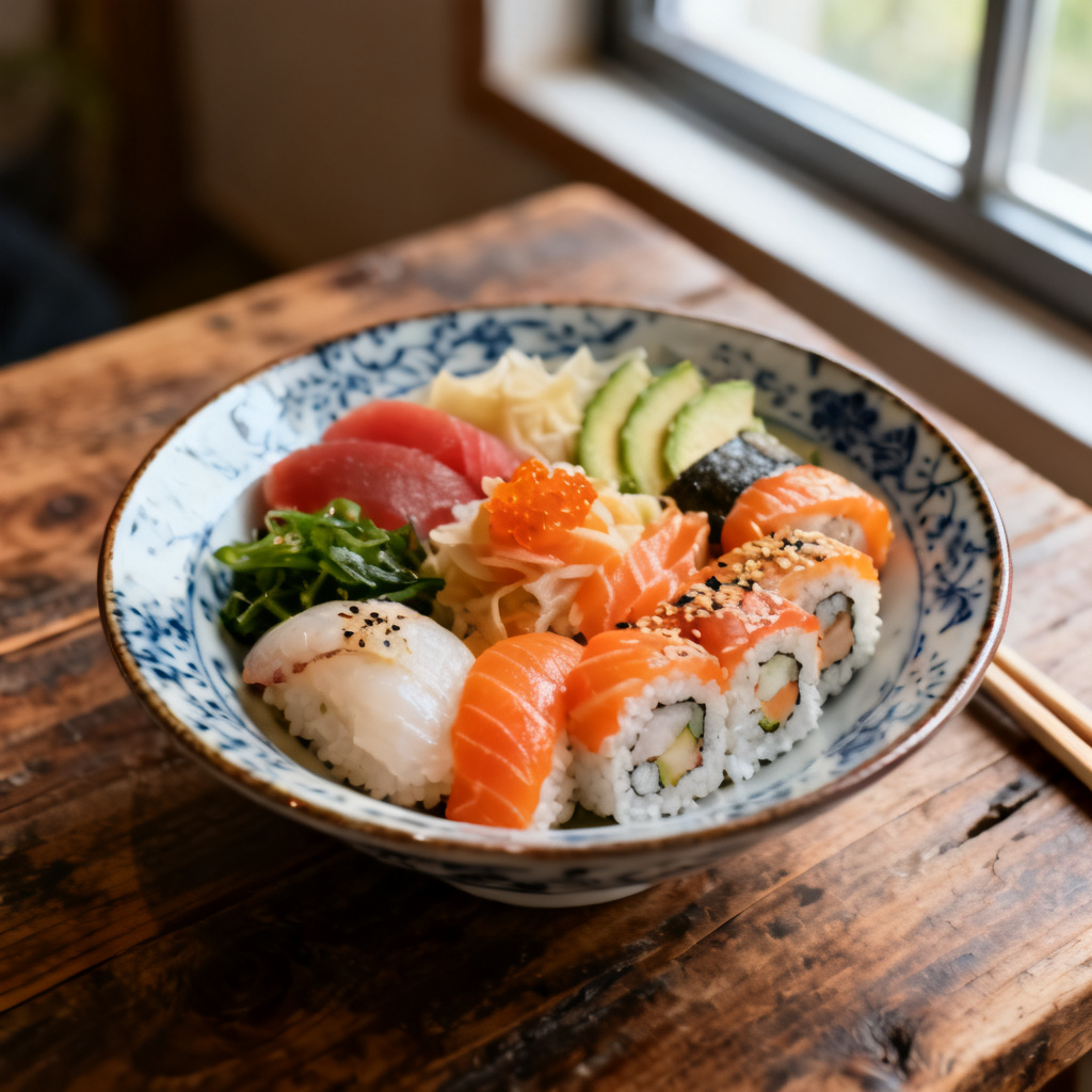 Lätt laxsushirisbowl