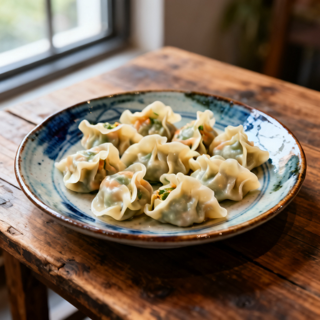 Wonton med räkor och chiliolja