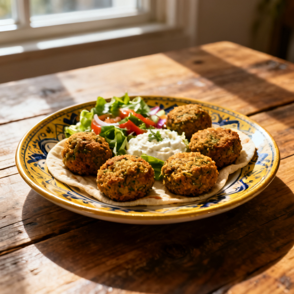 Medelhavssallad med falafel.