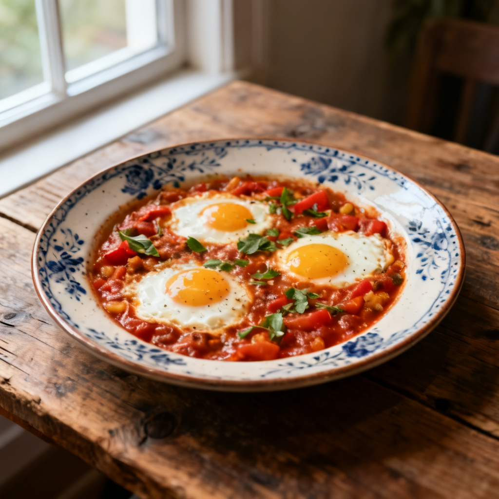 Shakshuka flatbread bake