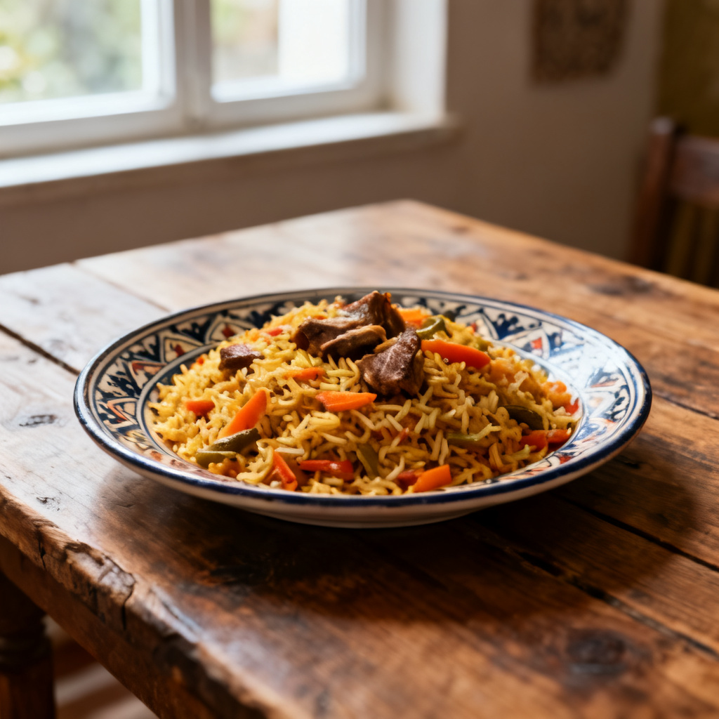 Kebabpilaf med kryddade morötter