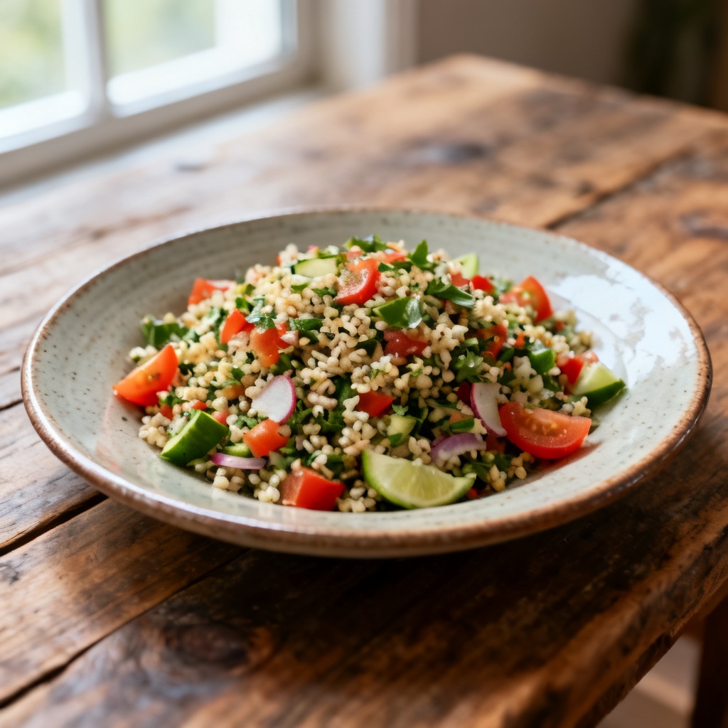 Rödbetor, äpple och bönor tabbouleh