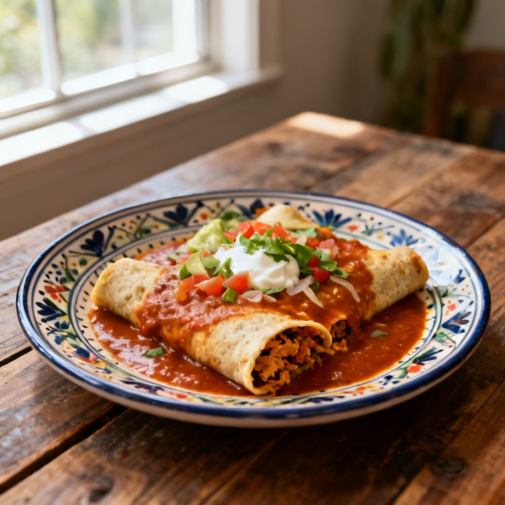 Enchilada med grillad paprika och rostad majs