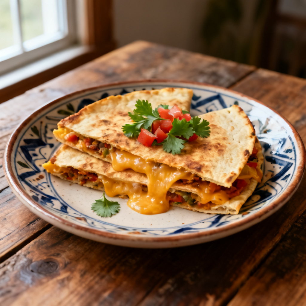 Grillad zucchini, bönor och ost quesadilla