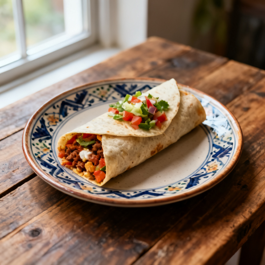 Burrito med kryddiga köttbullar