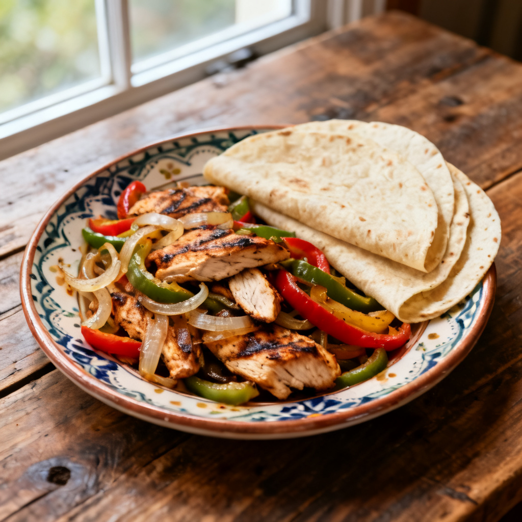 Kyckling- och bönfajitagrät