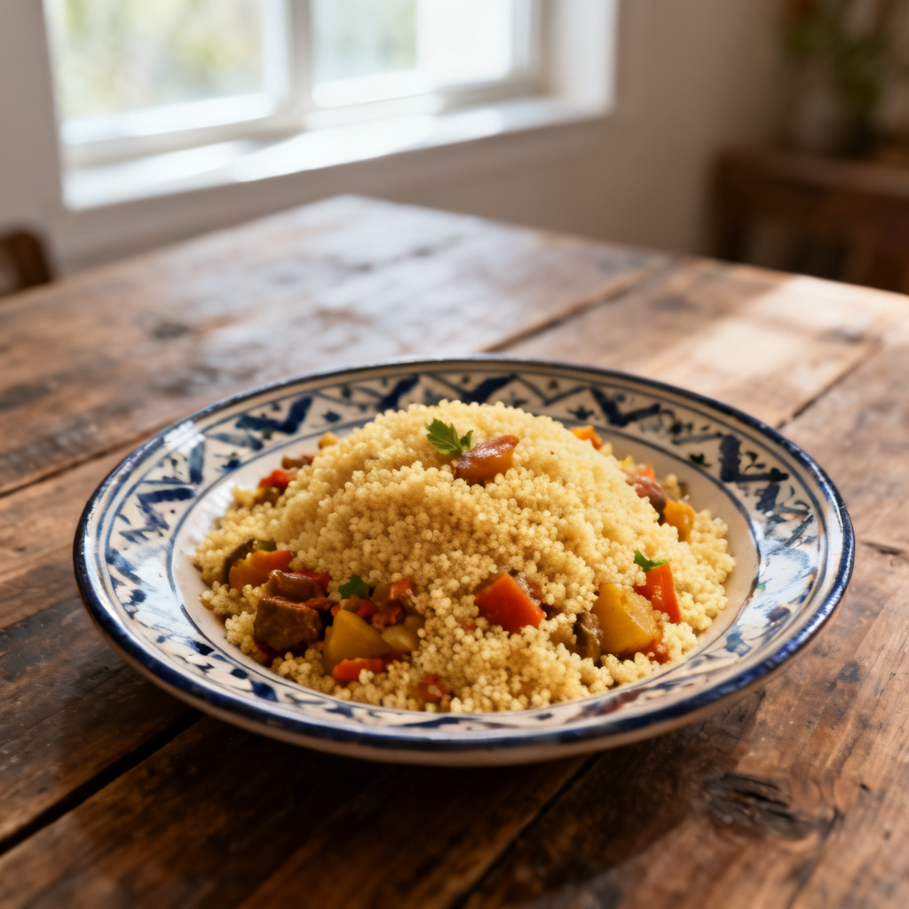 Stekt fläsk med couscous & ingefärayoghurt