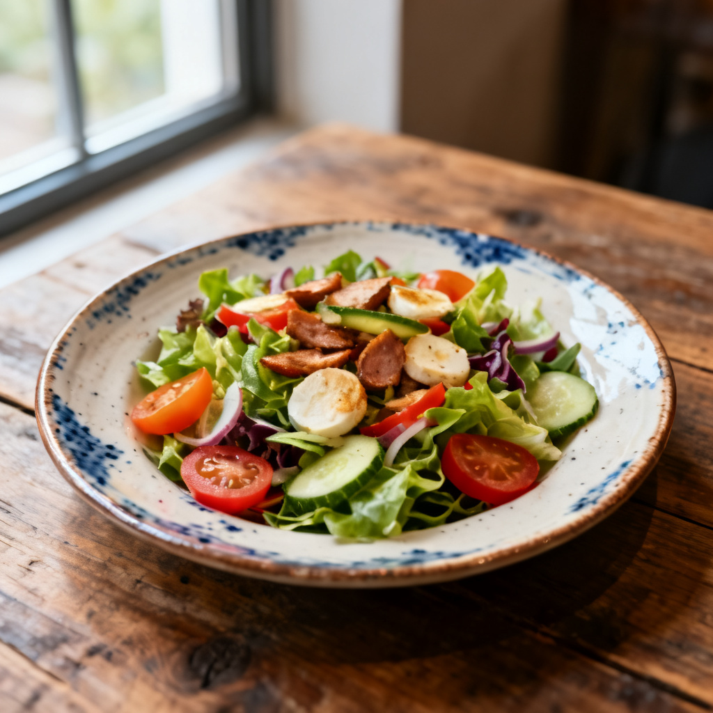 Bläckfisk-, kikärts- och chorizosalat