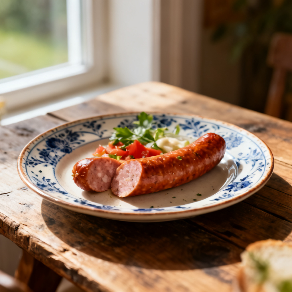 Tomatgratinerad falukorv med gräddfil