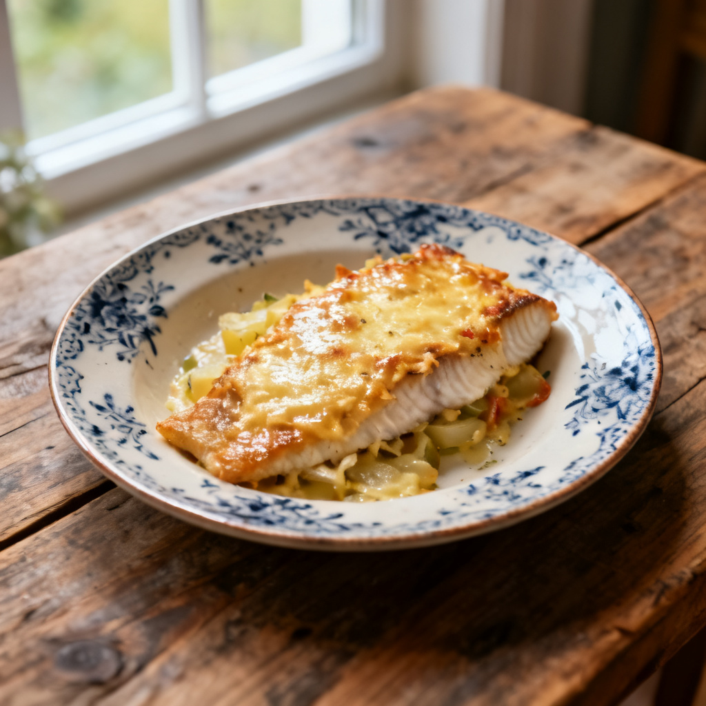 Dill- och tomatgratinerad Rödspätta