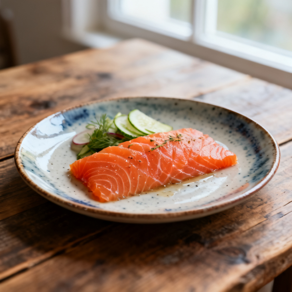 Gravadlax med dillcrêpes, chilijogurt och picklad lök