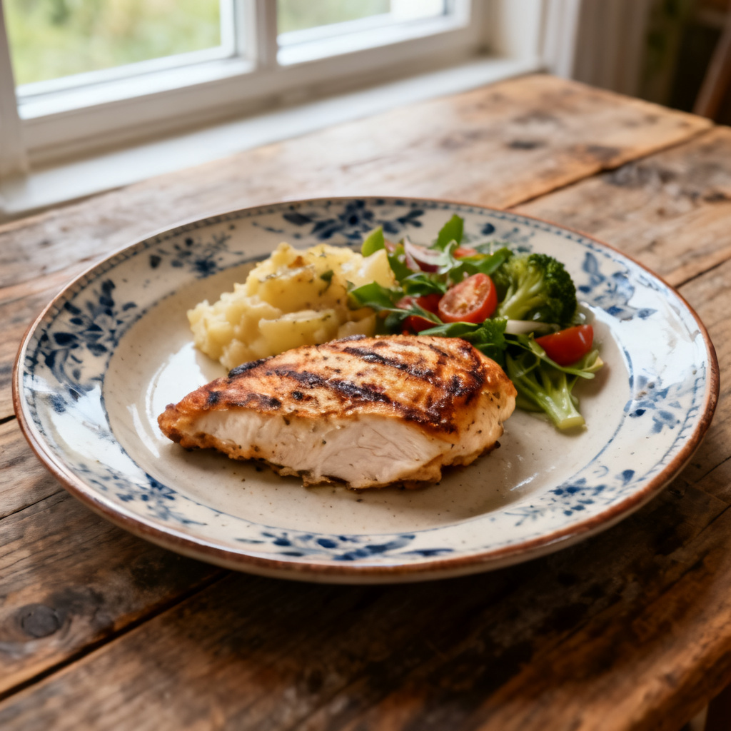 Grillad kycklingfilé med parmesanslungad potatissallad
