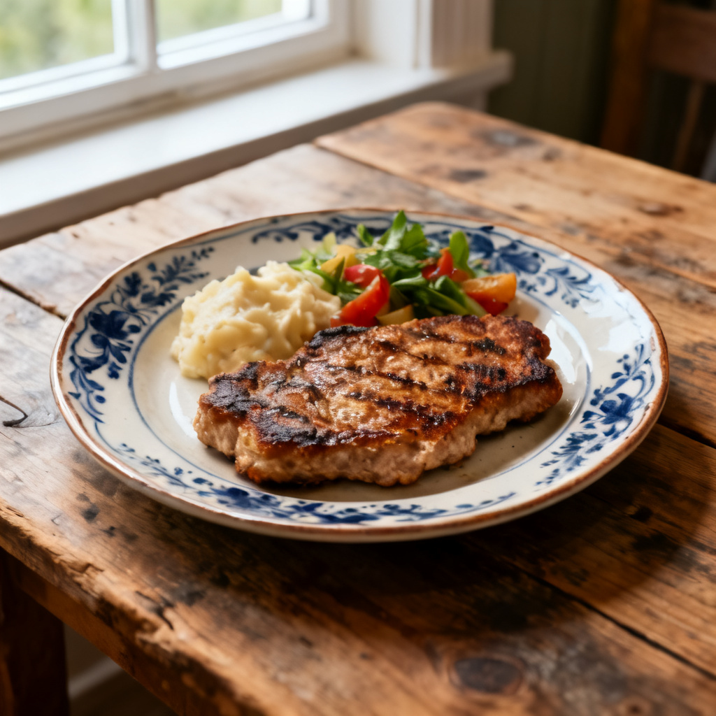 Grillad fläskkotlett med färska rödbetor, parmesan och balsamvinäger