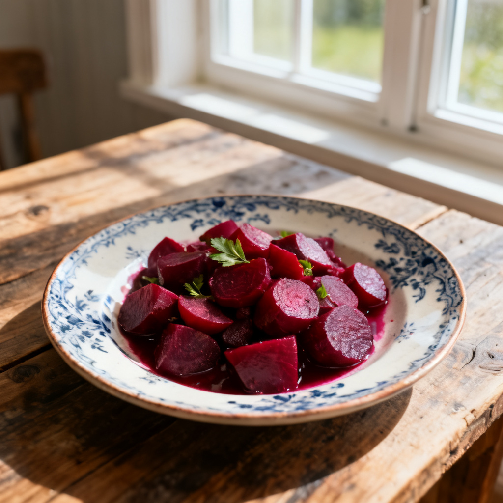 Inlagda rödbetor med vitlök och timjan