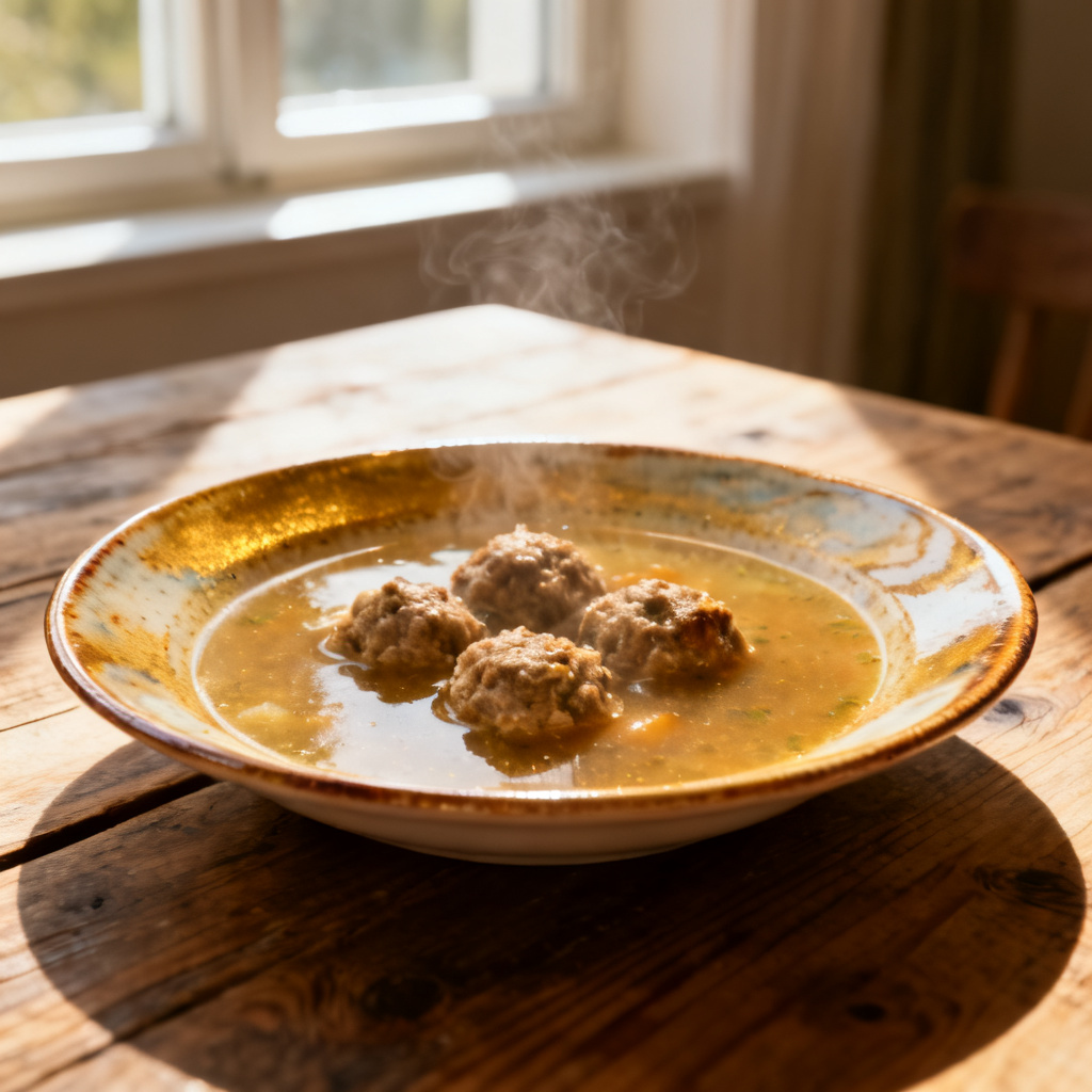 Köttbullssoppa med nötköttsstekkänsla