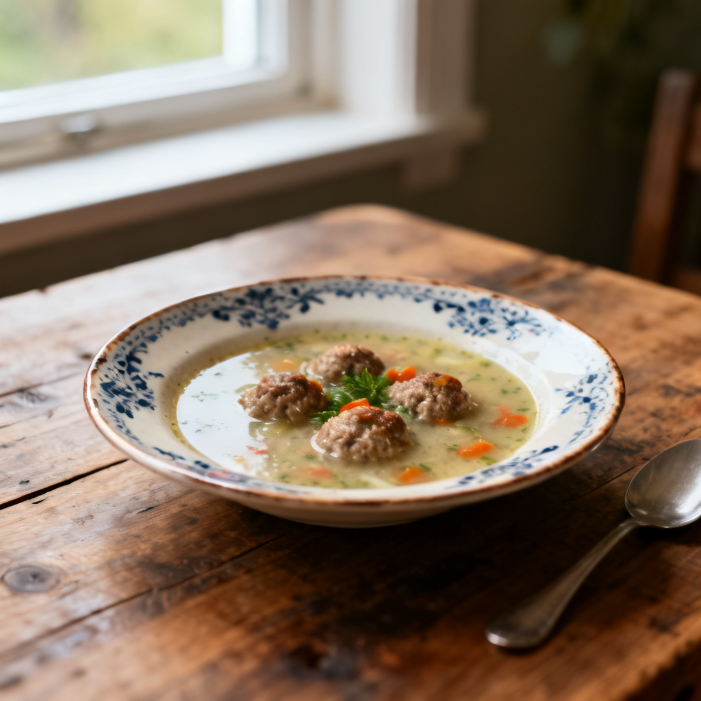 Soppa med frikadeller / små köttfärsbullar