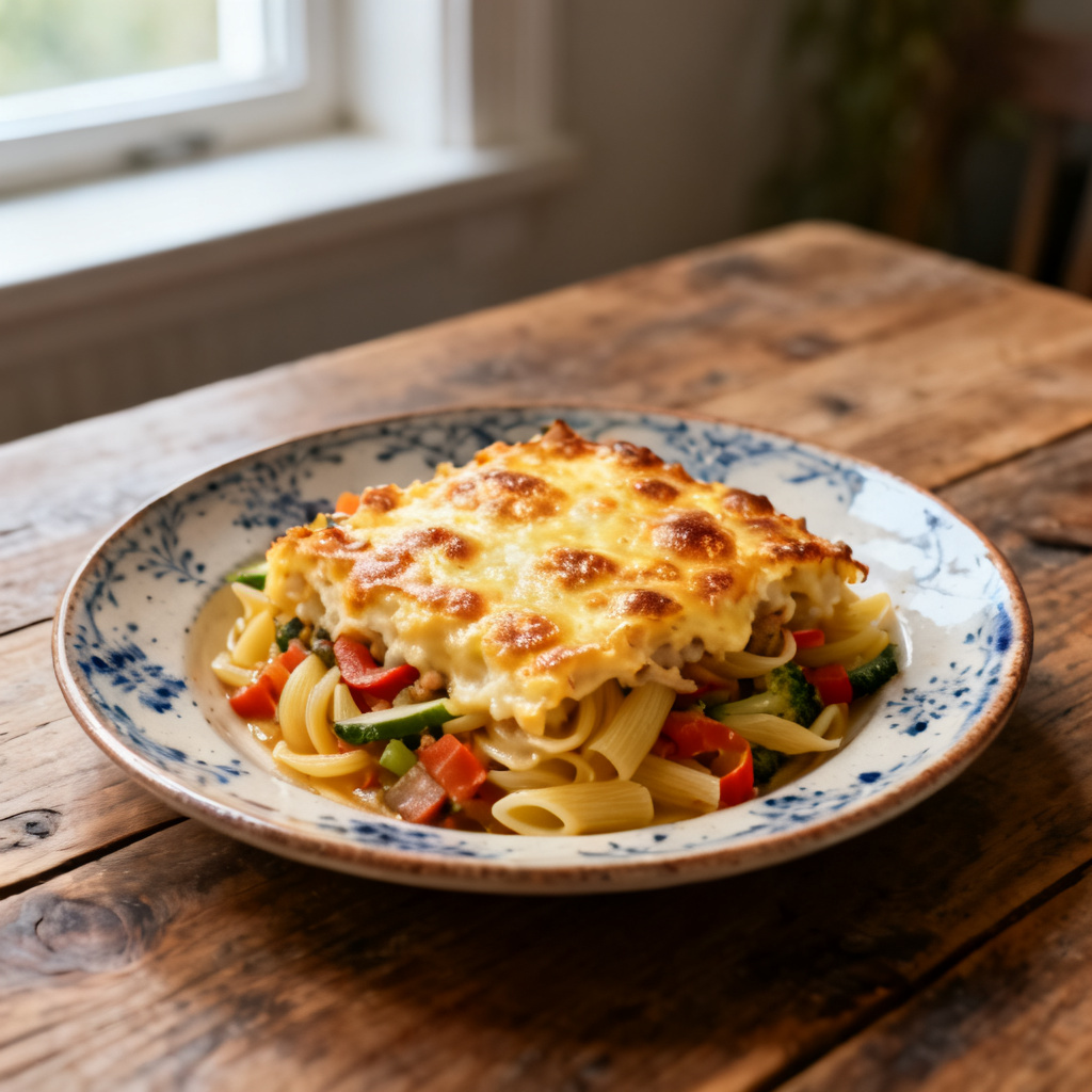 Pastagratäng med broccoli och fetaost