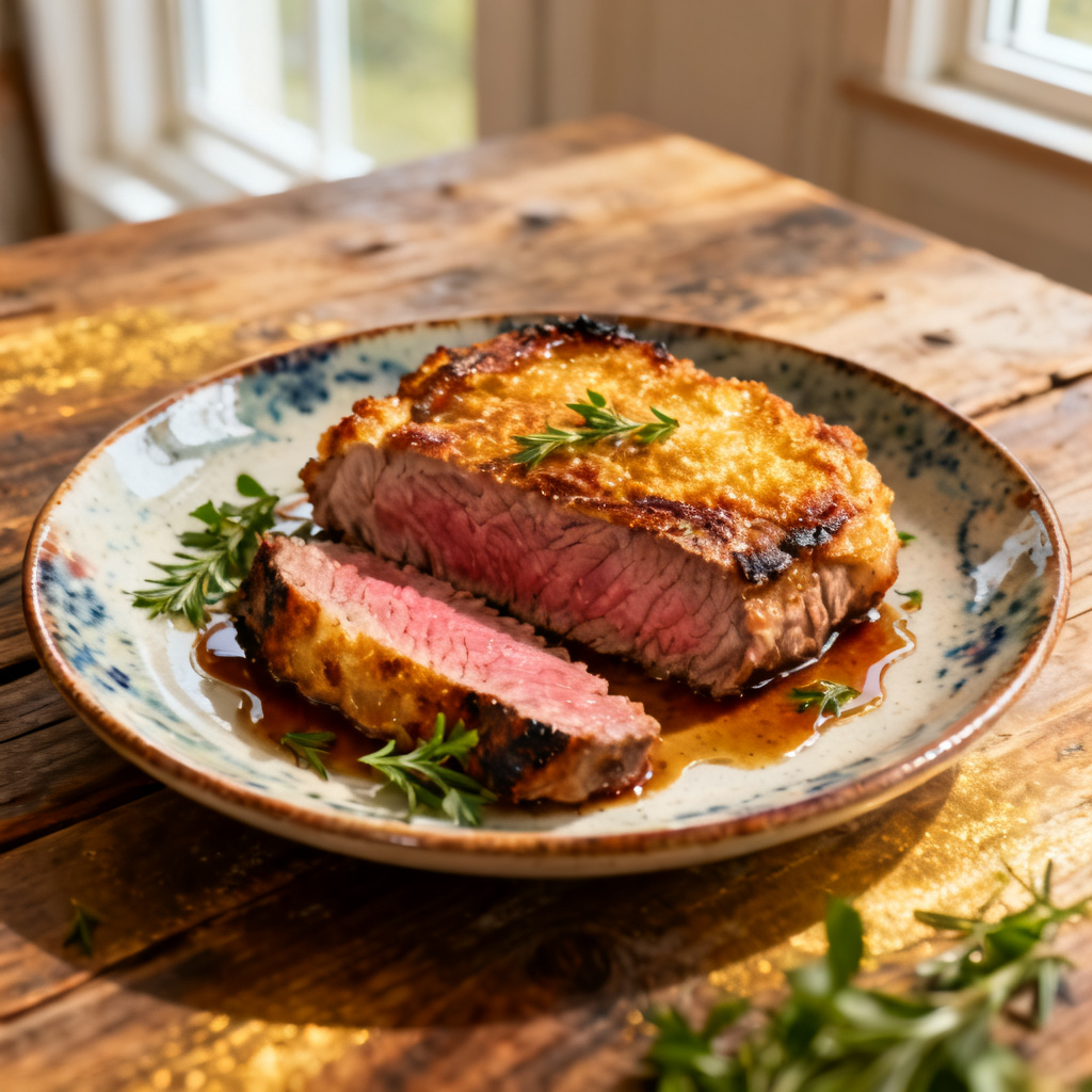 Honungspenslade biffar med paprika och lök